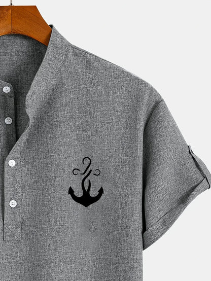 Nómada | Camisa Lino Beige Manga Corta