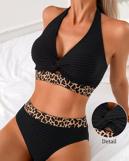 Marbella | Bikini Negro Animal Print Ajustable