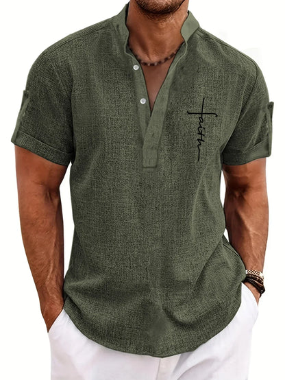 Nómada | Camisa Lino Beige Manga Corta