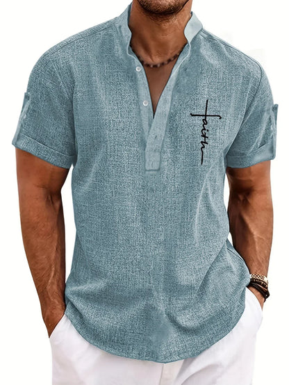 Nómada | Camisa Lino Beige Manga Corta