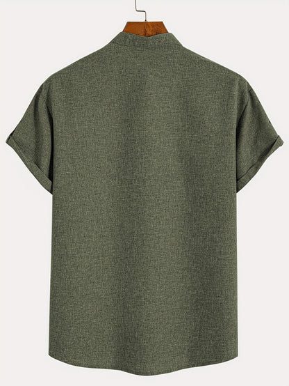 Nómada | Camisa Lino Beige Manga Corta