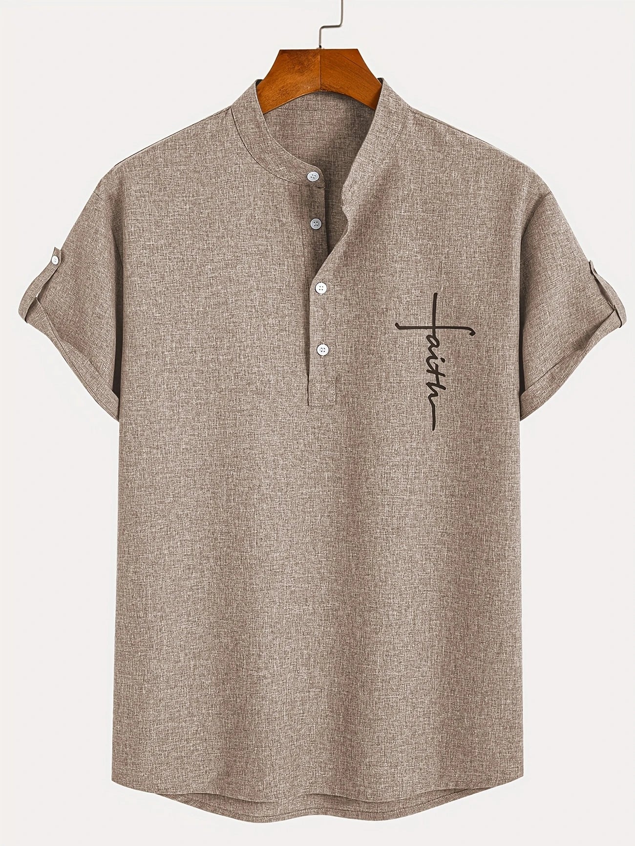Nómada | Camisa Lino Beige Manga Corta