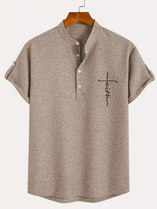 Nómada | Camisa Lino Beige Manga Corta
