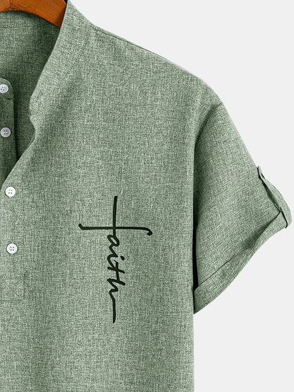 Nómada | Camisa Lino Beige Manga Corta