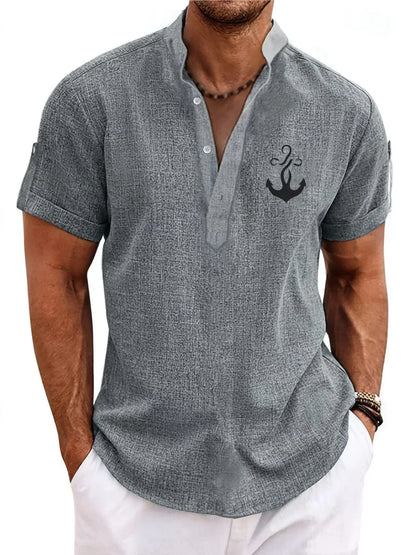 Nómada | Camisa Lino Beige Manga Corta