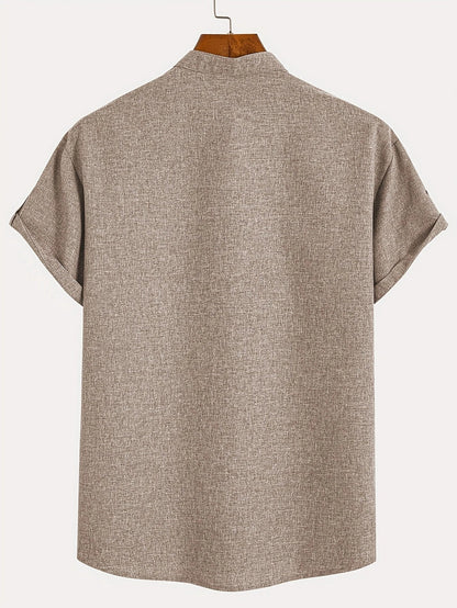 Nómada | Camisa Lino Beige Manga Corta