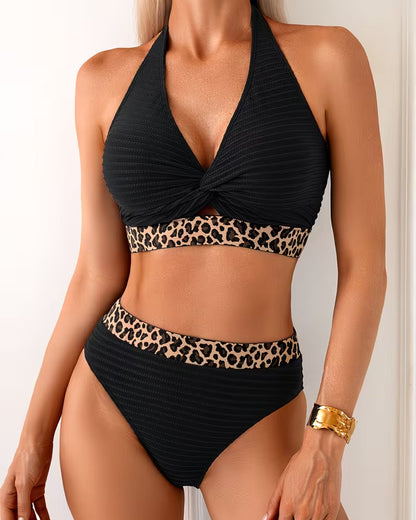 Marbella | Bikini Negro Animal Print Ajustable