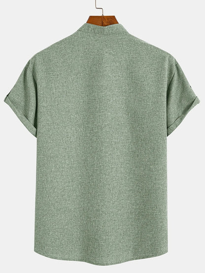 Nómada | Camisa Lino Beige Manga Corta