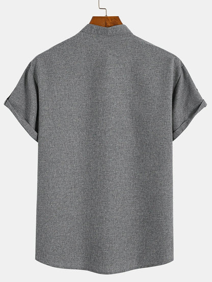 Nómada | Camisa Lino Beige Manga Corta