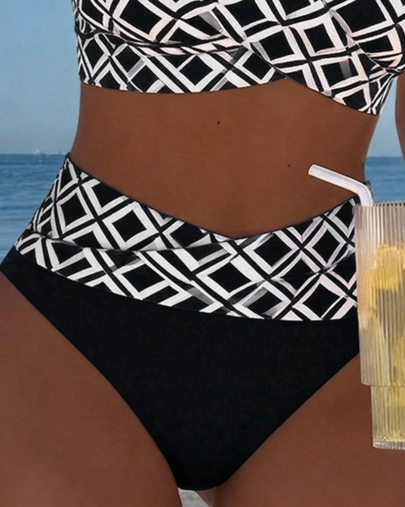 Mykonos | Bikini Estampado Marrón Ajustable
