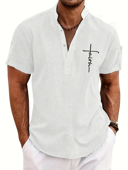 Nómada | Camisa Lino Beige Manga Corta