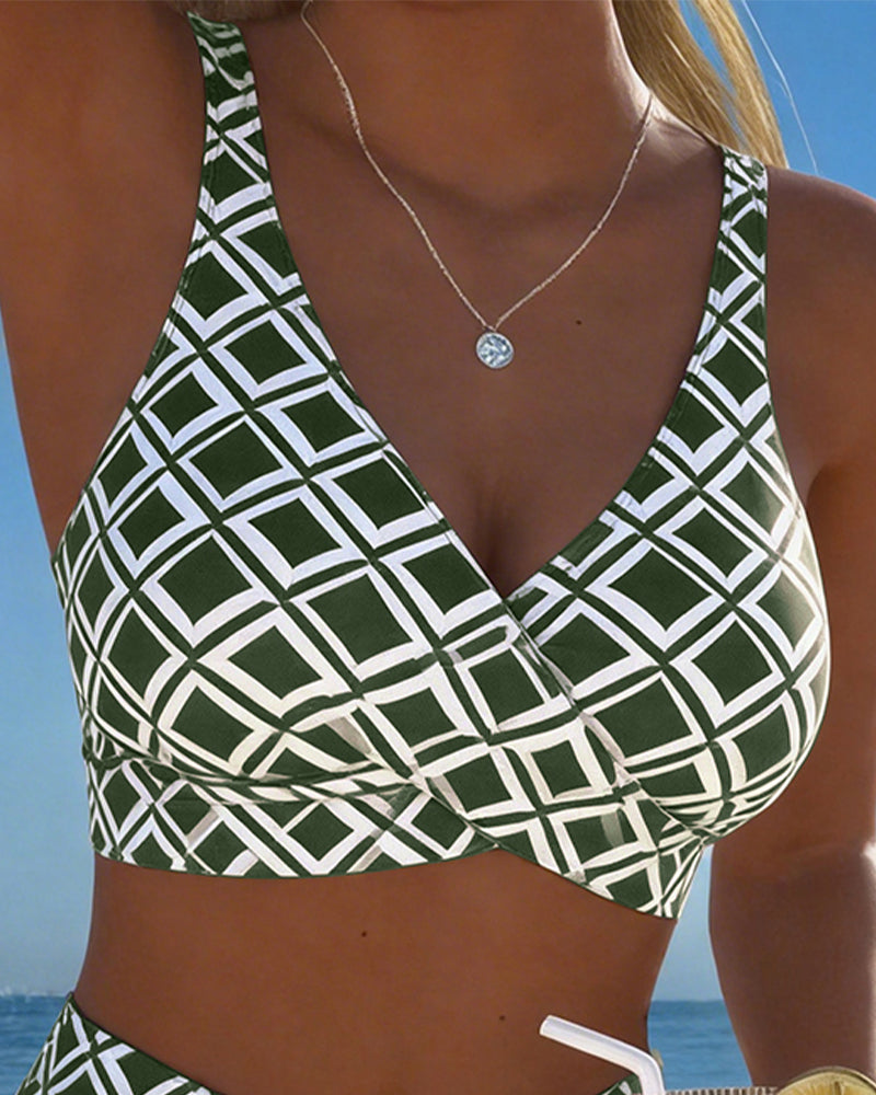 Mykonos | Bikini Estampado Marrón Ajustable