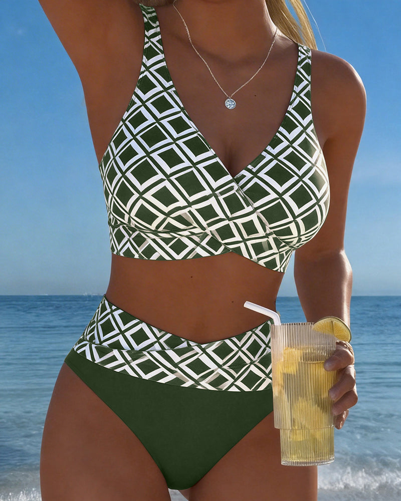 Mykonos | Bikini Estampado Marrón Ajustable