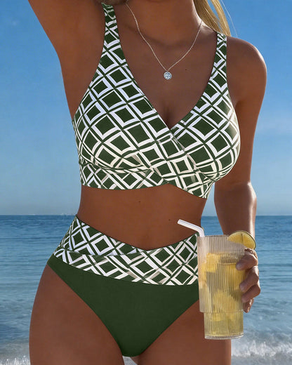 Mykonos | Bikini Estampado Marrón Ajustable
