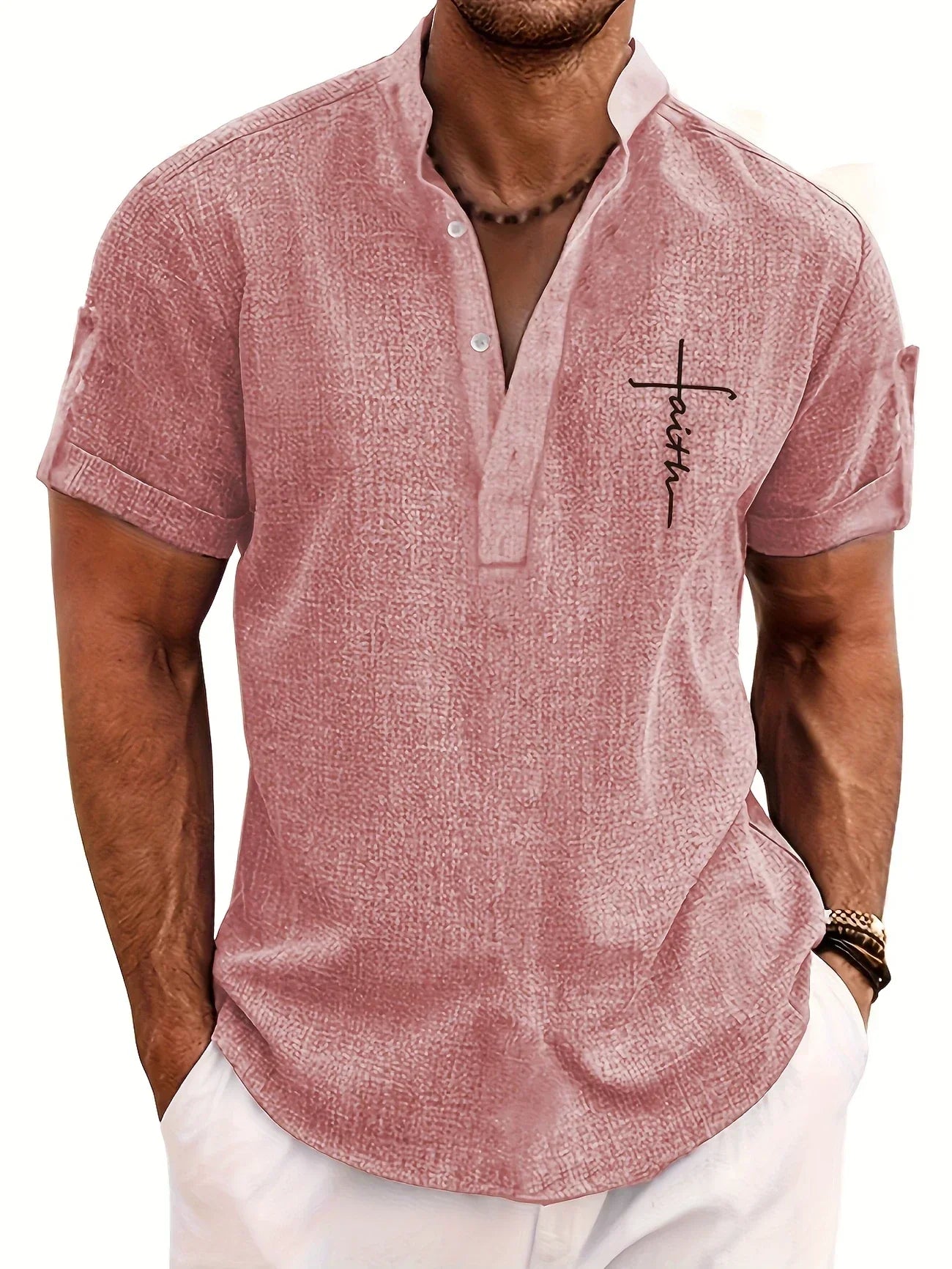 Nómada | Camisa Lino Beige Manga Corta