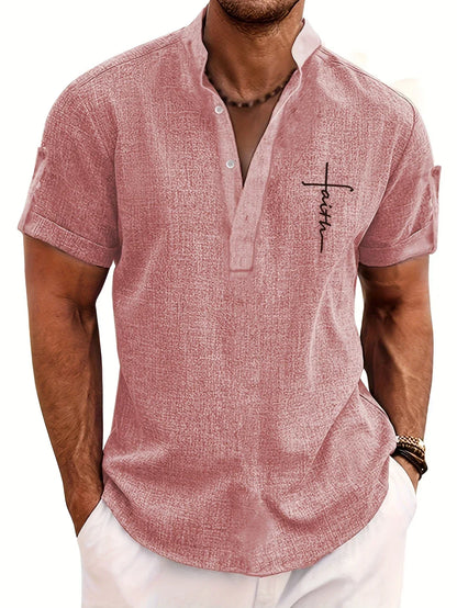 Nómada | Camisa Lino Beige Manga Corta