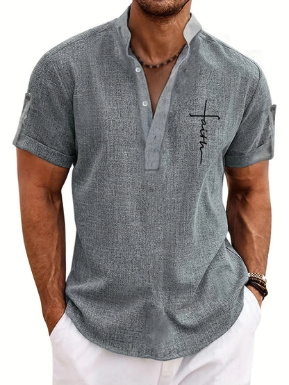 Nómada | Camisa Lino Beige Manga Corta