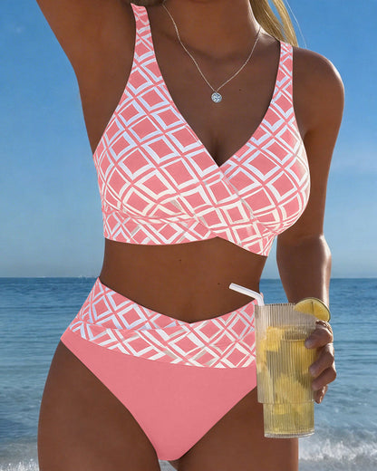 Mykonos | Bikini Estampado Marrón Ajustable