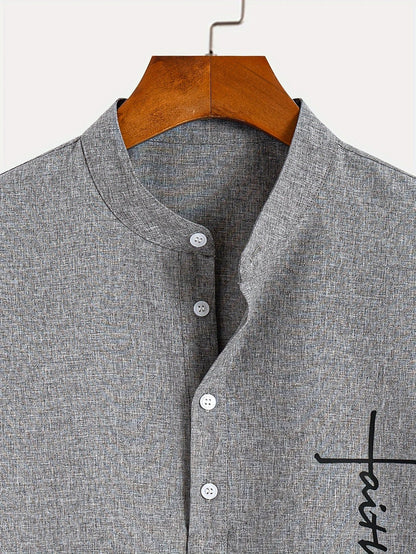 Nómada | Camisa Lino Beige Manga Corta