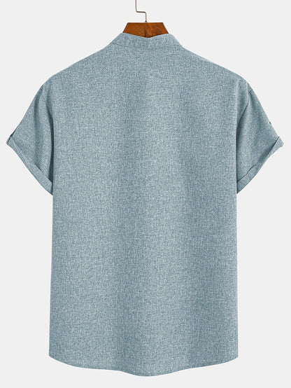Nómada | Camisa Lino Beige Manga Corta