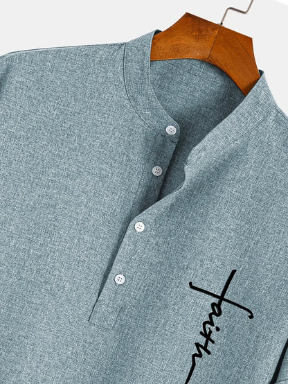 Nómada | Camisa Lino Beige Manga Corta