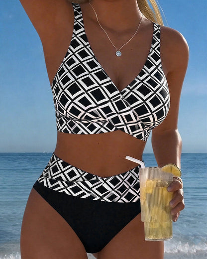 Mykonos | Bikini Estampado Marrón Ajustable
