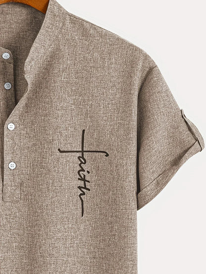 Nómada | Camisa Lino Beige Manga Corta