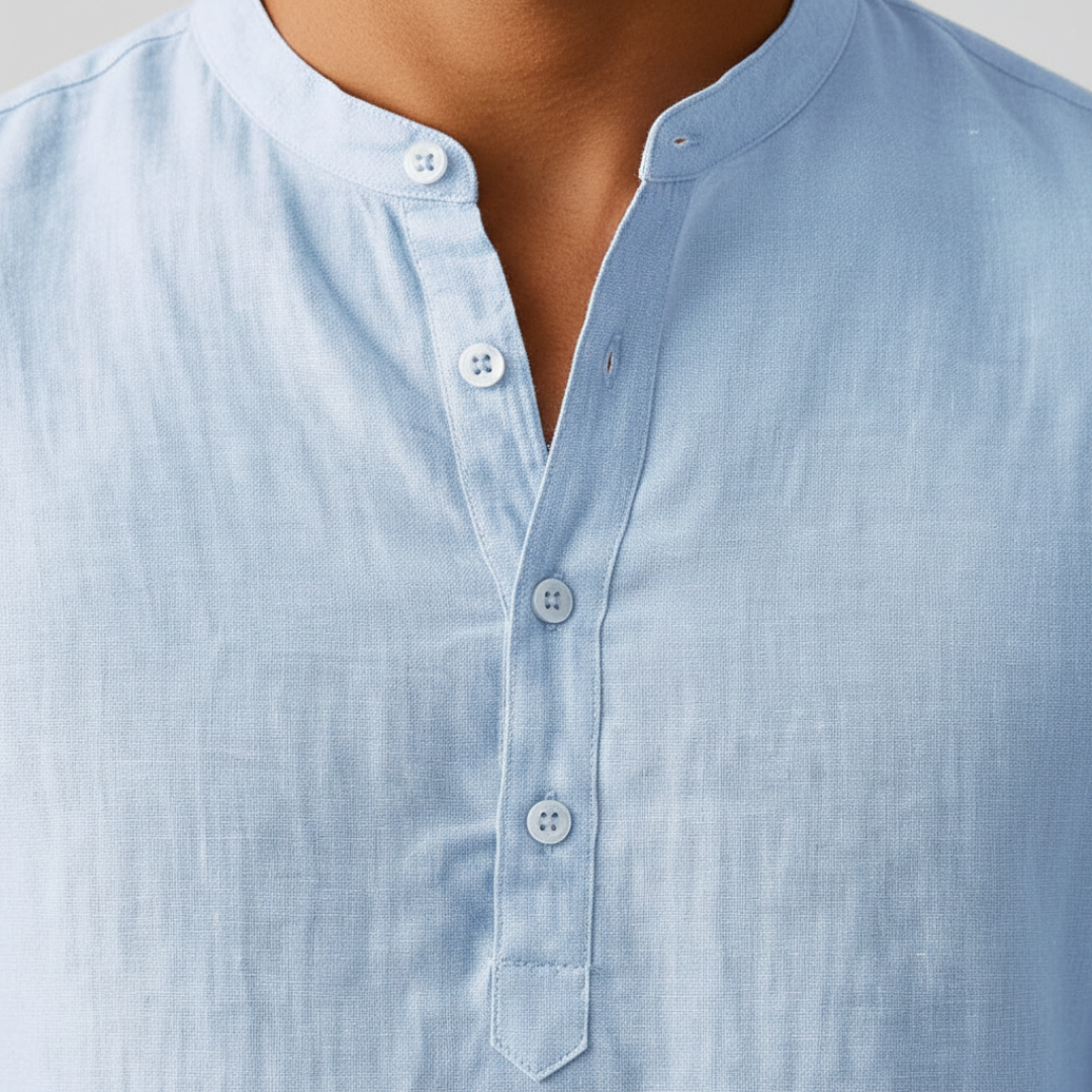 Santorini | Camisa lino azul claro elegante