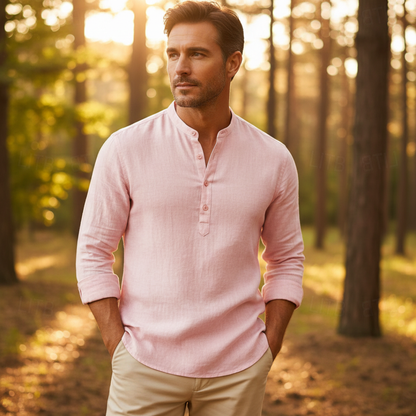 Santorini | Camisa lino azul claro elegante