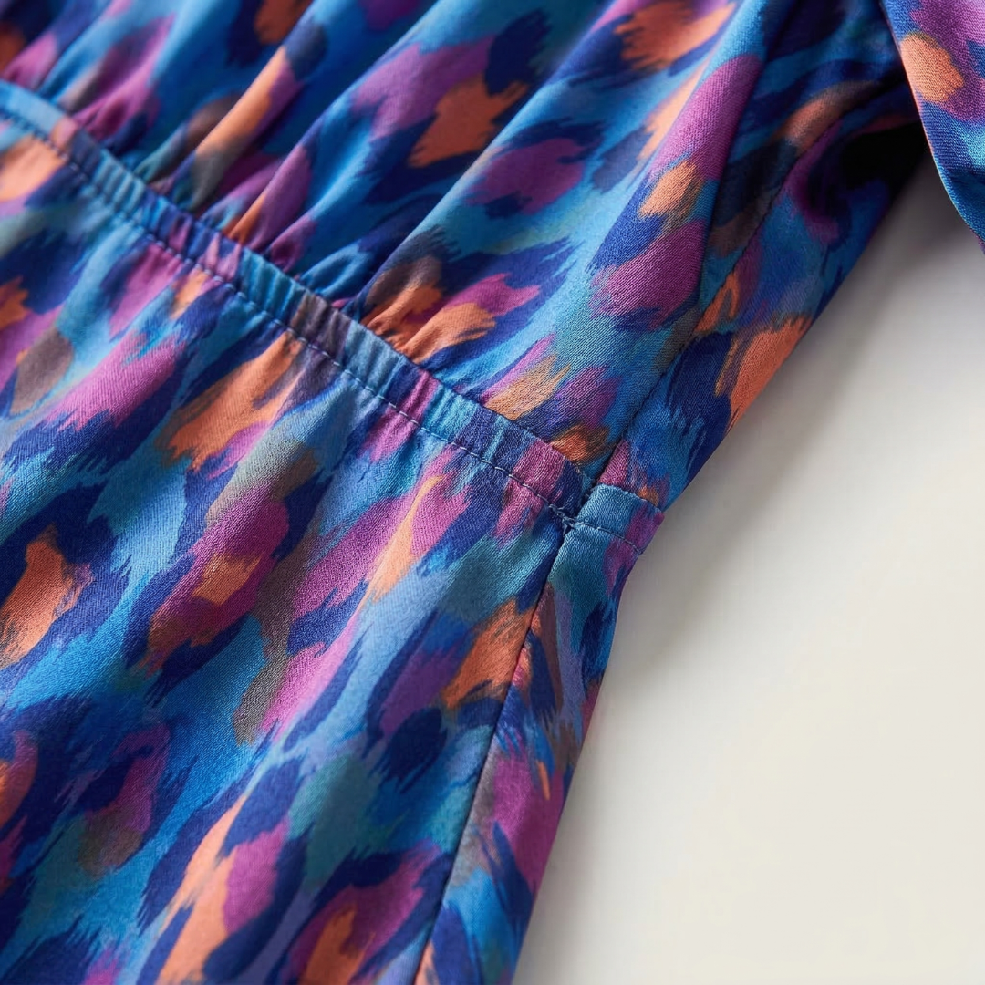 Valeria | Vestido Estampado Multicolor Escote en V